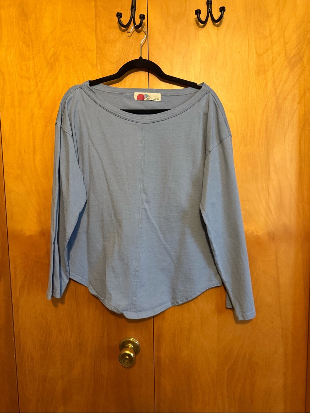 Free People Beach Light Blue Long Sleeve Boatneck Top